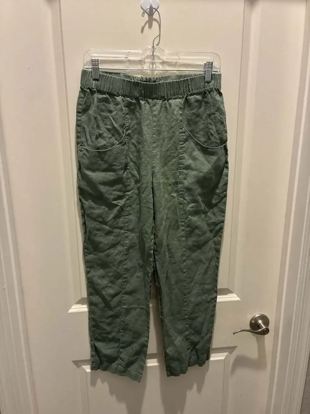 Quince 100% Linen Pull-On Pants Green Size S